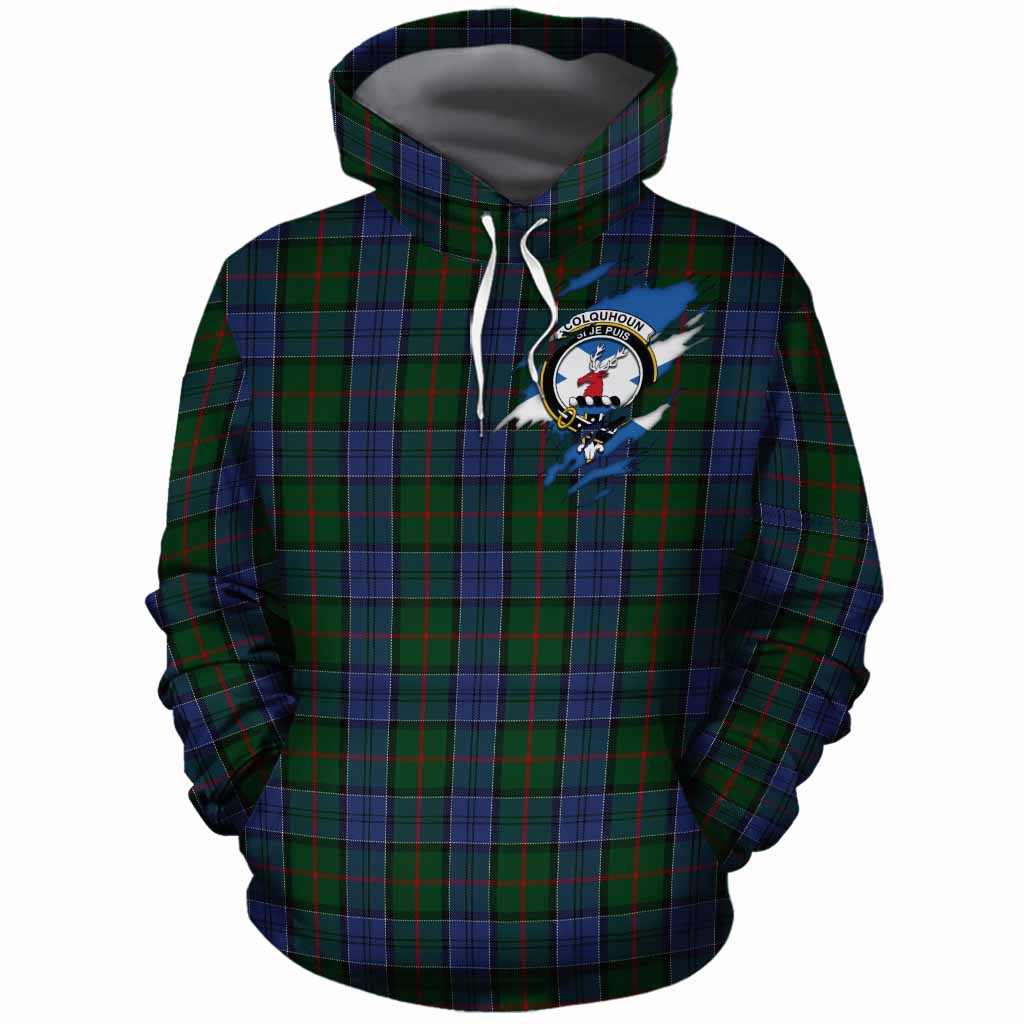 Colquhoun Clan Crest In Me Tartan Cotton Hoodie Scotland Flag Style