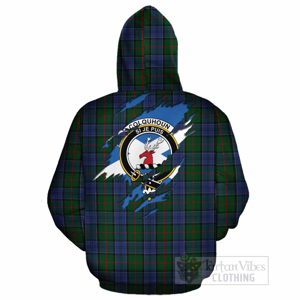 Colquhoun Clan Crest In Me Tartan Cotton Hoodie Scotland Flag Style