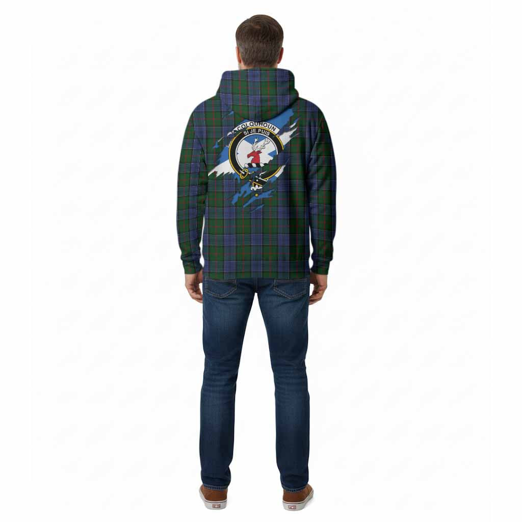 Colquhoun Clan Crest In Me Tartan Cotton Hoodie Scotland Flag Style