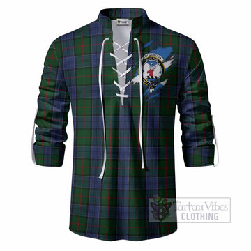 Colquhoun Clan Crest In Me Tartan Ghillie Shirt Scotland Flag Style