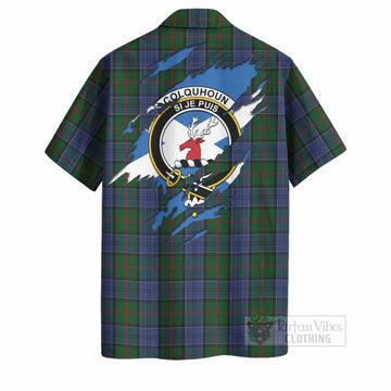 Colquhoun Clan Crest In Me Tartan Hawaiian Shirt Scotland Flag Style