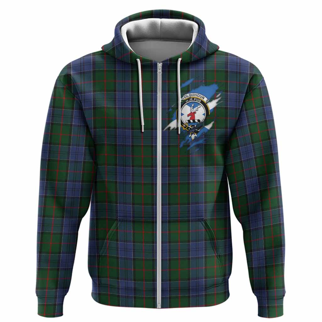 Colquhoun Clan Crest In Me Tartan Hoodie Scotland Flag Style