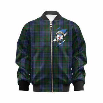 Colquhoun Clan Crest In Me Tartan Kid Bomber Jacket Scotland Flag Style