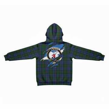 Colquhoun Clan Crest In Me Tartan Kid Hoodie Scotland Flag Style