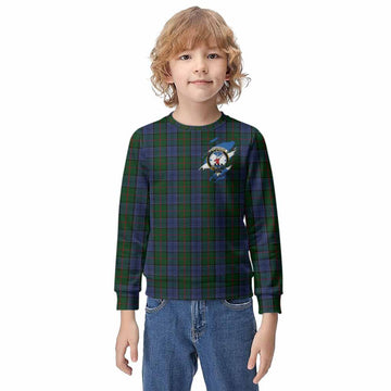 Colquhoun Clan Crest In Me Tartan Kid Knitted Sweatshirt Scotland Flag Style