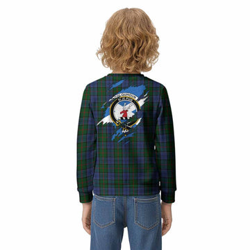 Colquhoun Clan Crest In Me Tartan Kid Knitted Sweatshirt Scotland Flag Style