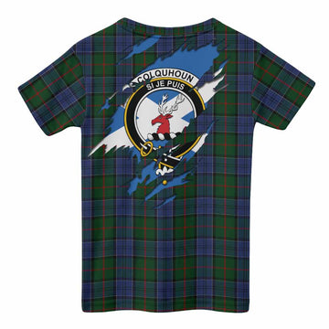 Colquhoun Clan Crest In Me Tartan Kid T-shirt Scotland Flag Style
