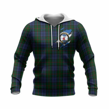 Colquhoun Clan Crest In Me Tartan Knitted Hoodie Scotland Flag Style