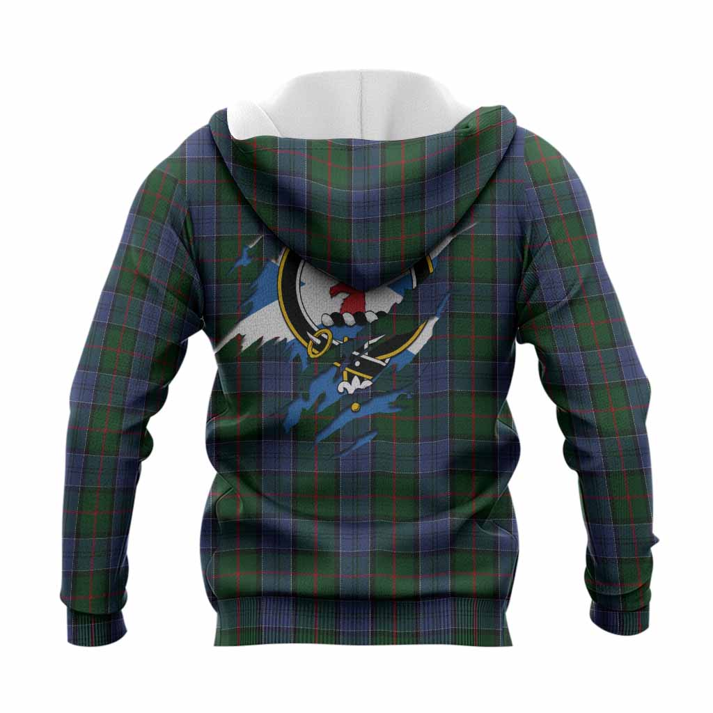 Colquhoun Clan Crest In Me Tartan Knitted Hoodie Scotland Flag Style