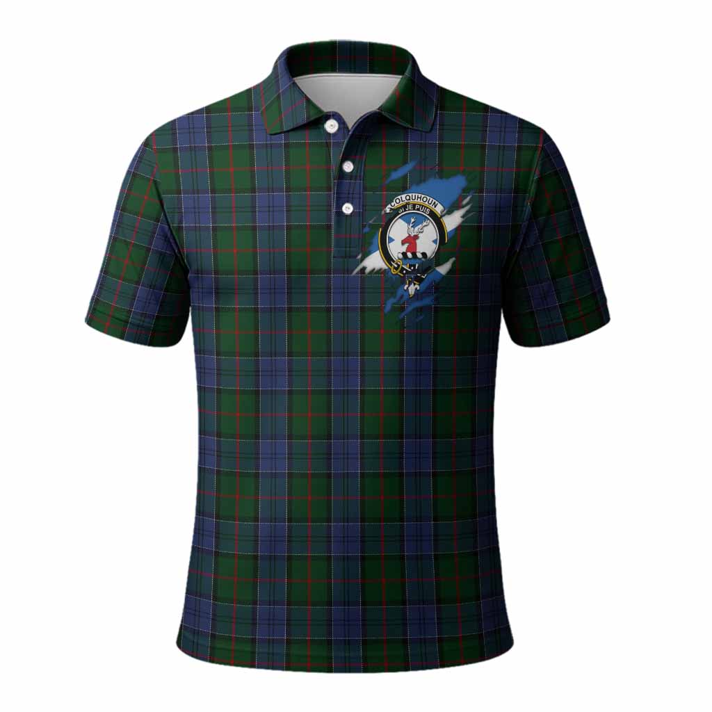 Colquhoun Clan Crest In Me Tartan Polo Shirt Scotland Flag Style