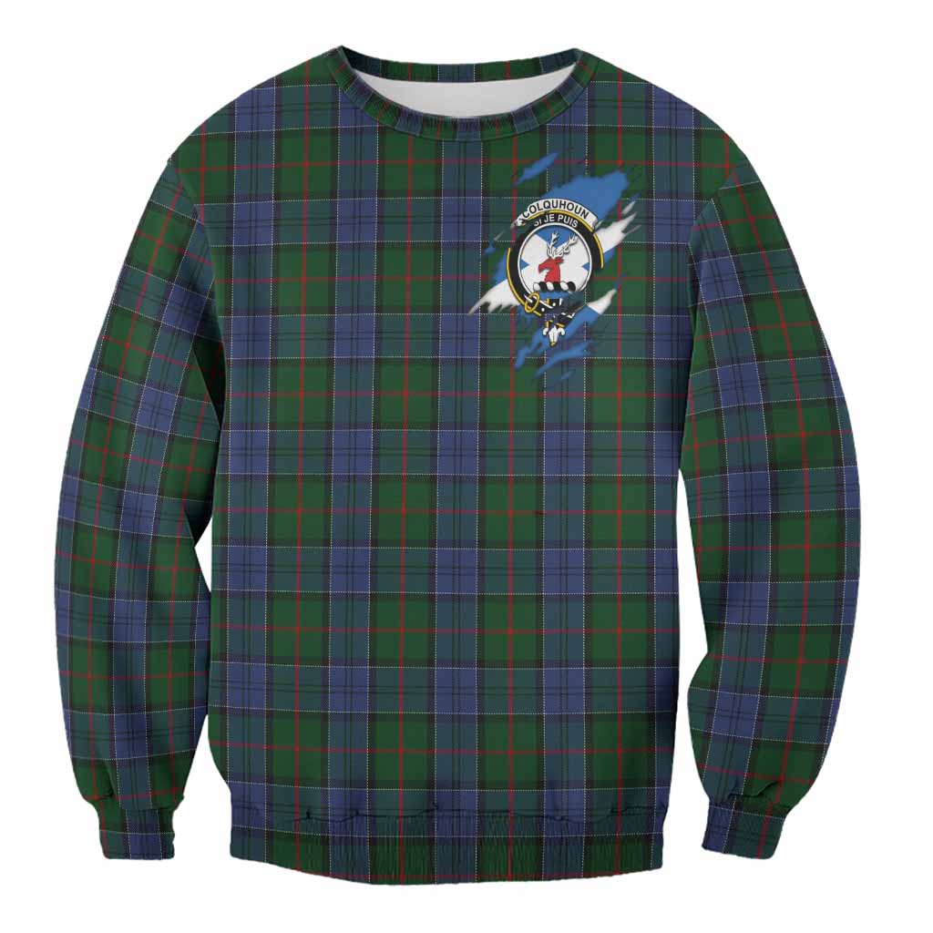Colquhoun Clan Crest In Me Tartan Sweatshirt Scotland Flag Style