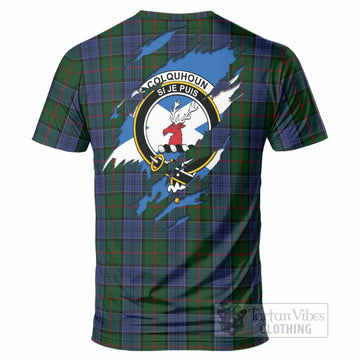 Colquhoun Clan Crest In Me Tartan T-Shirt Scotland Flag Style