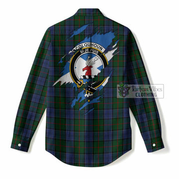 Colquhoun Clan Crest In Me Tartan Women Casual Shirt Scotland Flag Style