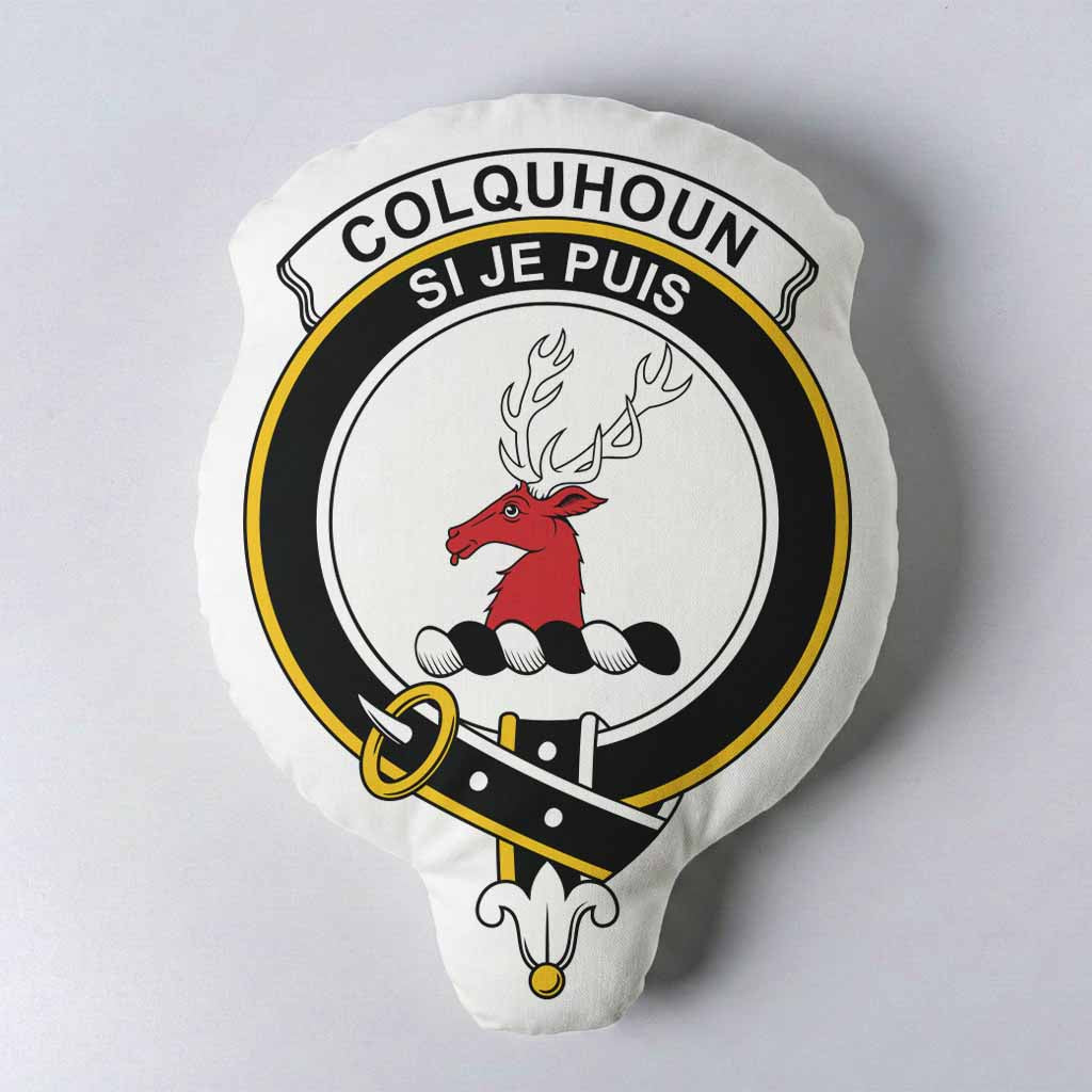 Colquhoun Clan Crest Shaped Throw Pillow, Scottish Clan Badge Decorative Pillow