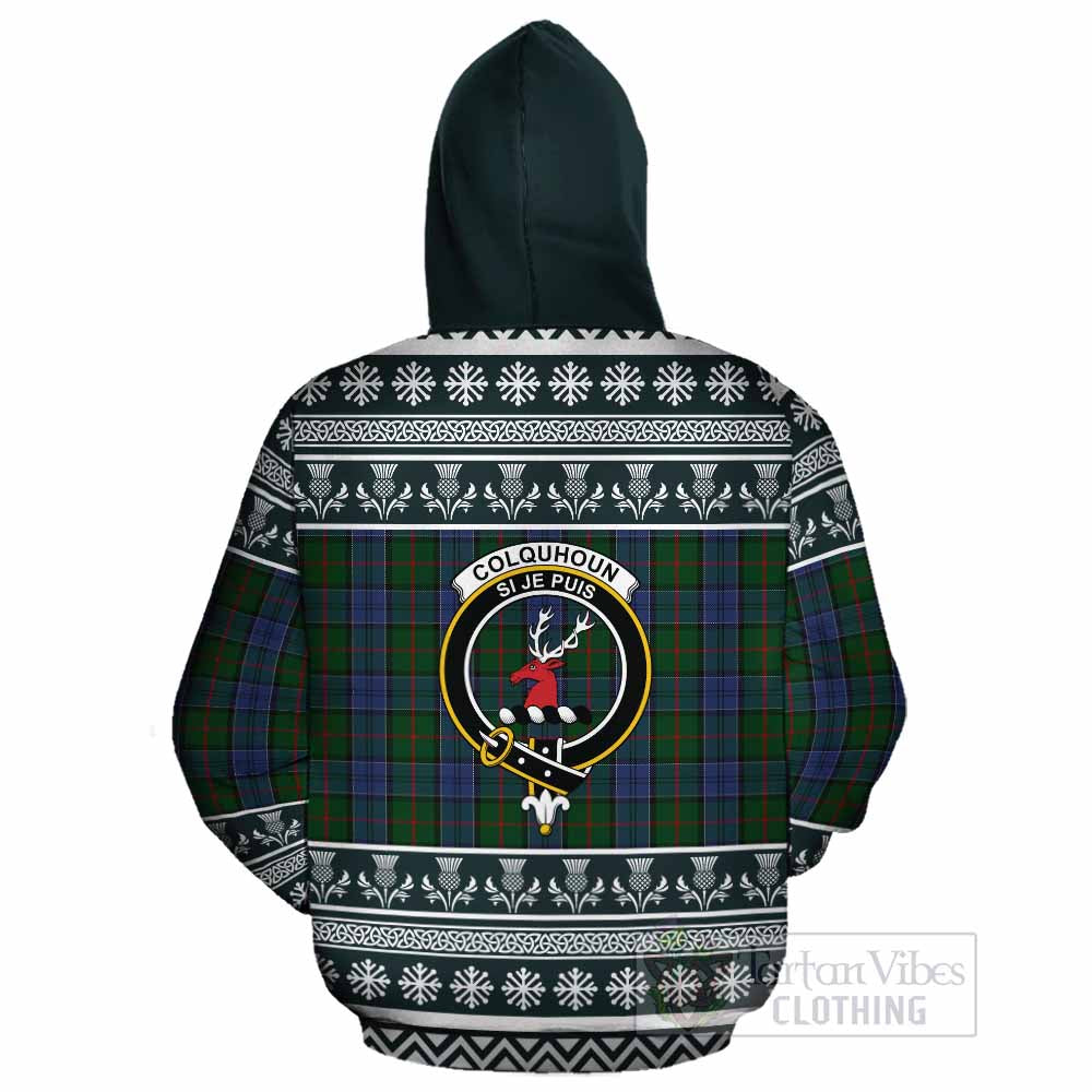 Colquhoun Clan Tartan Christmas Cotton Hoodie with Family Crest - Tartan Vibes Clothing
