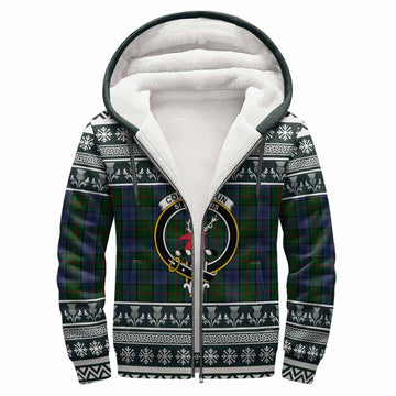 Colquhoun Clan Tartan Christmas Fleece Hoodie with Family Crest