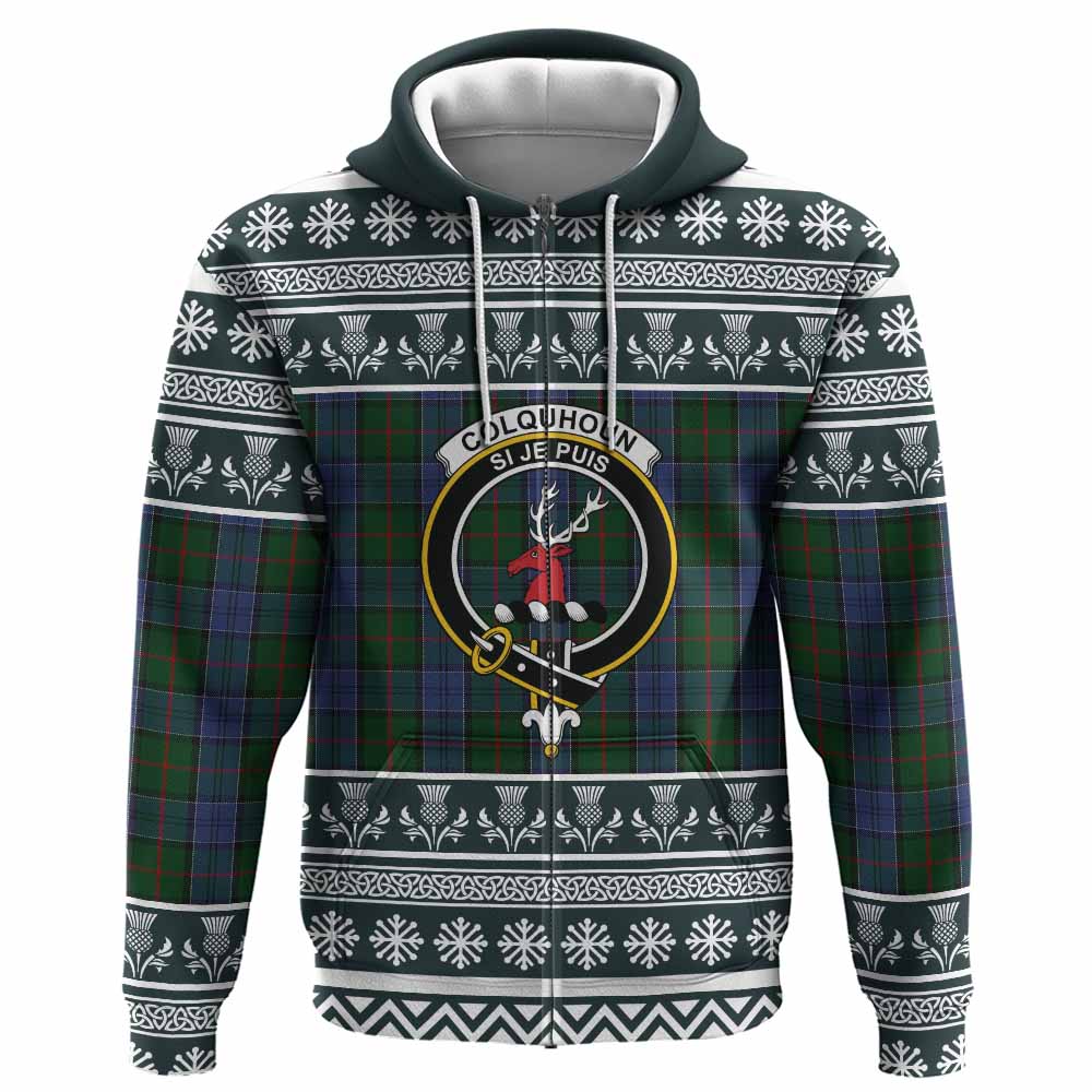 Colquhoun Clan Tartan Christmas Hoodie with Family Crest - Tartan Vibes Clothing