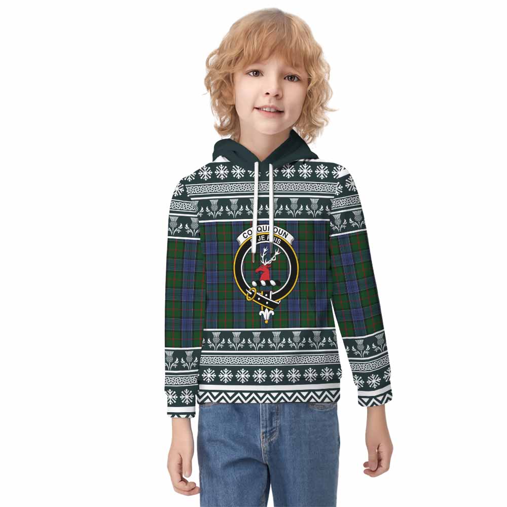 Colquhoun Clan Tartan Christmas Kid Hoodie with Family Crest - Tartan Vibes Clothing