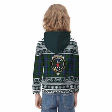 Colquhoun Clan Tartan Christmas Kid Hoodie with Family Crest