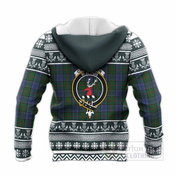Colquhoun Clan Tartan Christmas Knitted Hoodie with Family Crest
