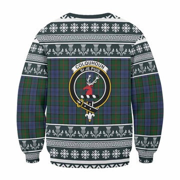Colquhoun Clan Tartan Christmas Sweatshirt with Family Crest