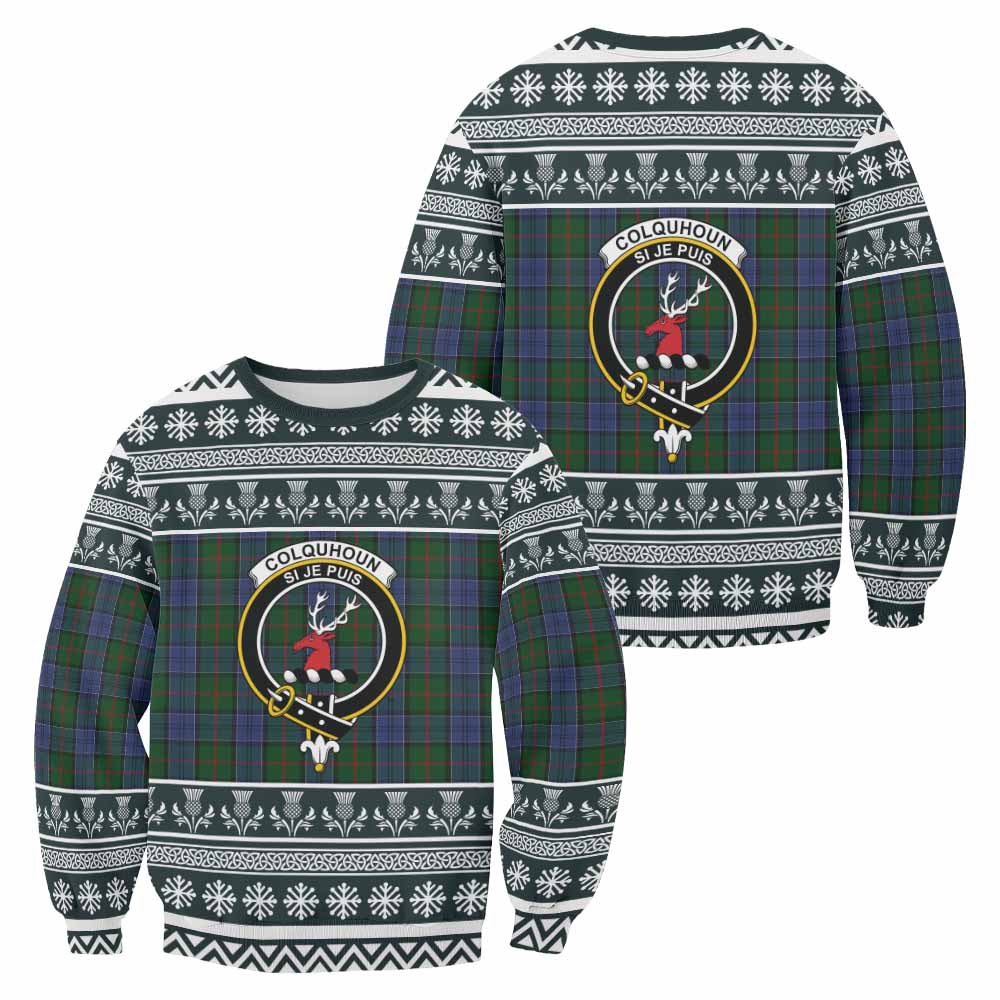 Colquhoun Clan Tartan Christmas Sweatshirt with Family Crest - Tartan Vibes Clothing