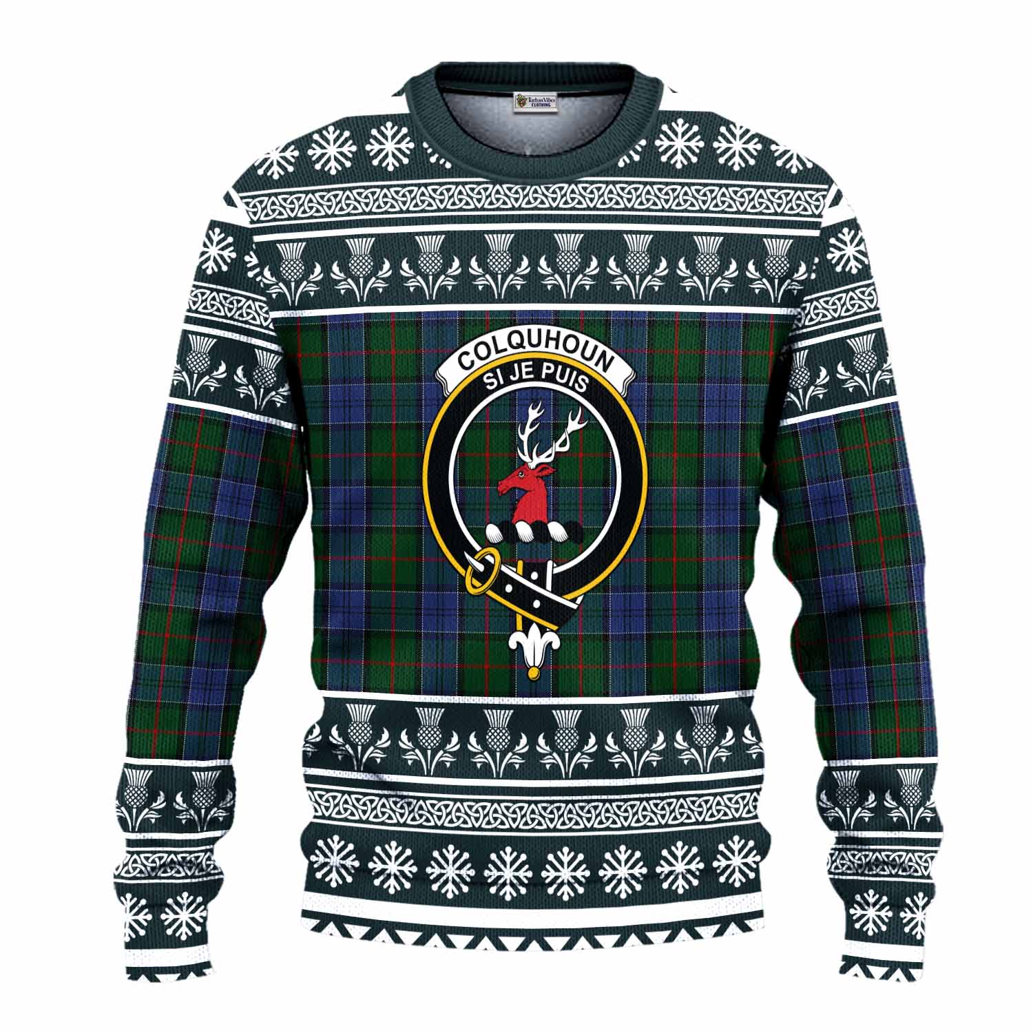 Colquhoun Clan Tartan Christmas Ugly Sweater with Family Crest - Tartan Vibes Clothing