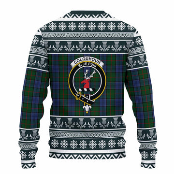 Colquhoun Clan Tartan Christmas Ugly Sweater with Family Crest