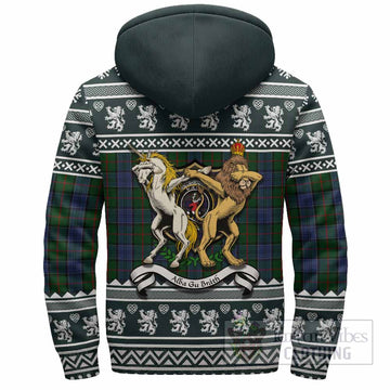 Colquhoun Clan Tartan Crest Christmas Fleece Hoodie Coat of Arms Funny Style