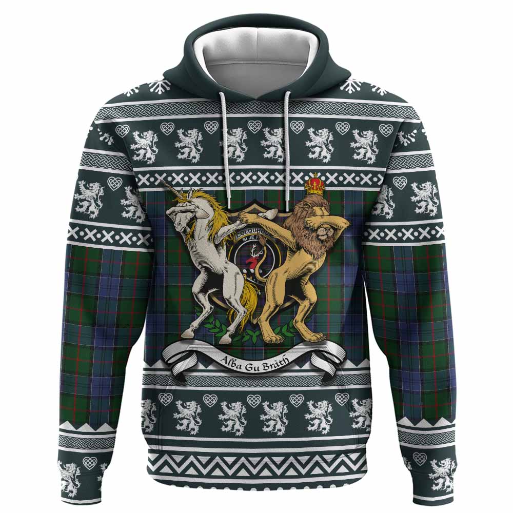 Colquhoun Clan Tartan Crest Christmas Hoodie Coat of Arms Funny Style - Tartan Vibes Clothing