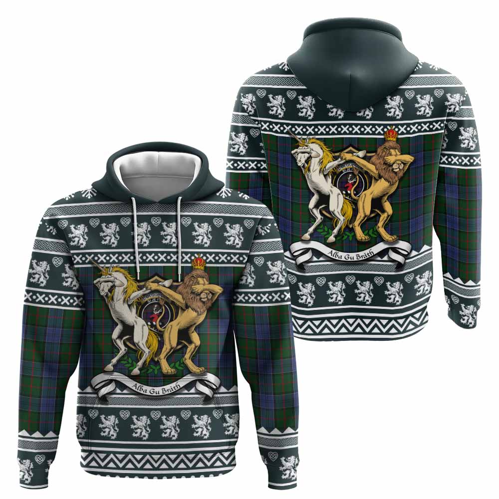 Colquhoun Clan Tartan Crest Christmas Hoodie Coat of Arms Funny Style - Tartan Vibes Clothing