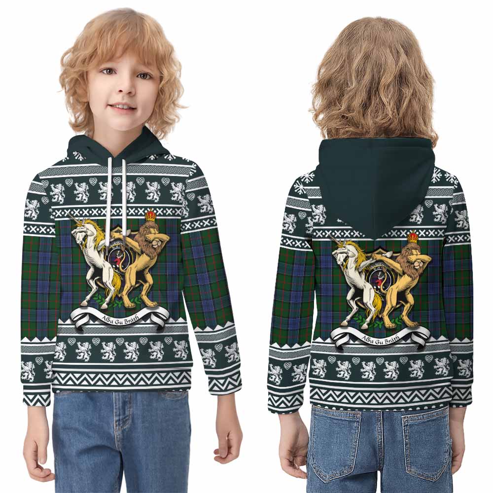 Colquhoun Clan Tartan Crest Christmas Kid Hoodie Coat of Arms Funny Style - Tartan Vibes Clothing