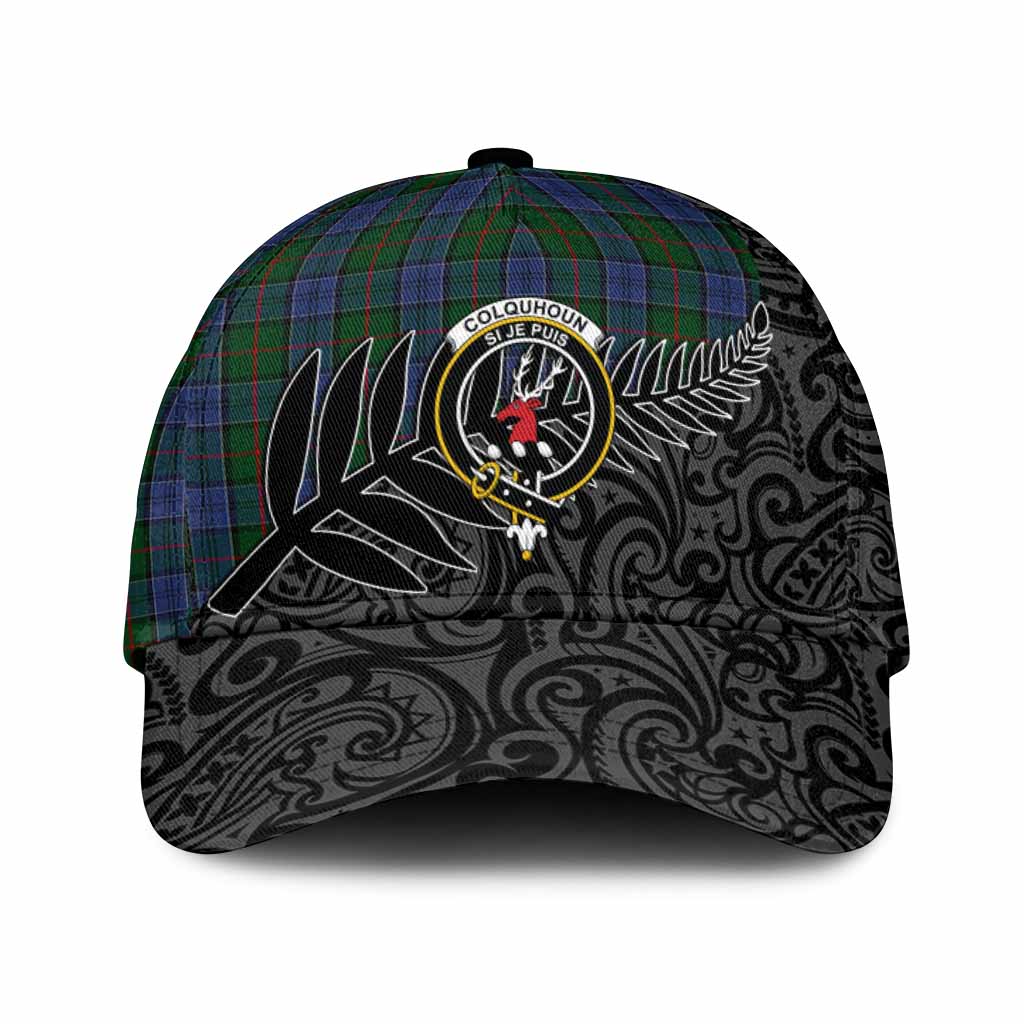 Colquhoun Crest Tartan Classic Cap with New Zealand Silver Fern Half Style