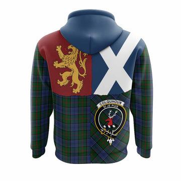 Colquhoun Crest Tartan Hoodie with Lion Rampant Saltire Style