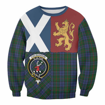 Colquhoun Crest Tartan Sweatshirt with Lion Rampant Saltire Style