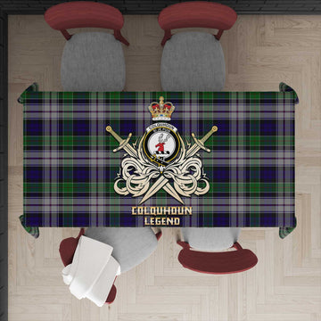 Colquhoun Dress Tartan Tablecloth with Clan Crest and the Golden Sword of Courageous Legacy