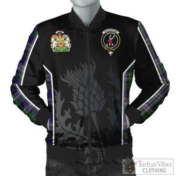 Colquhoun Dress Tartan Bomber Jacket with Family Crest and Scottish Thistle Vibes Sport Style