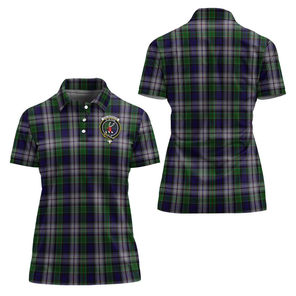 colquhoun-dress-tartan-polo-shirt-with-family-crest-for-women