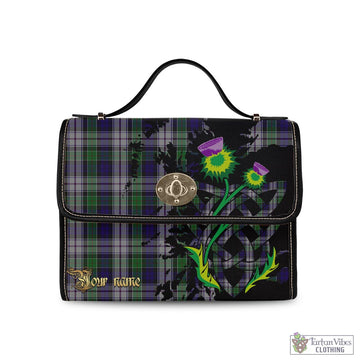 Colquhoun Dress Tartan Waterproof Canvas Bag with Scotland Map and Thistle Celtic Accents
