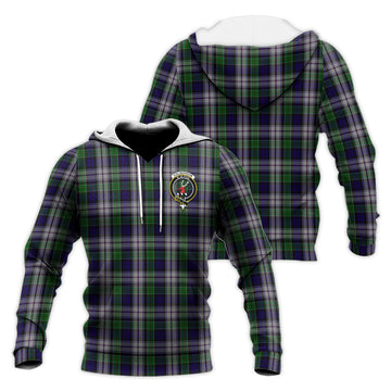 Colquhoun Dress Tartan Knitted Hoodie with Family Crest