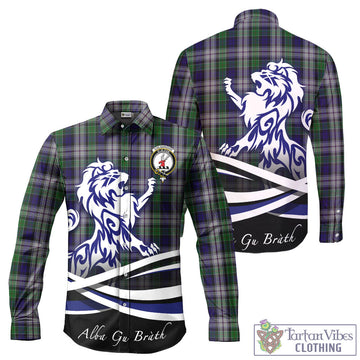Colquhoun Dress Tartan Long Sleeve Button Up Shirt with Alba Gu Brath Regal Lion Emblem