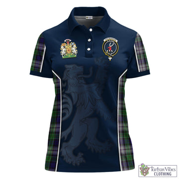 Colquhoun Dress Tartan Women's Polo Shirt with Family Crest and Lion Rampant Vibes Sport Style