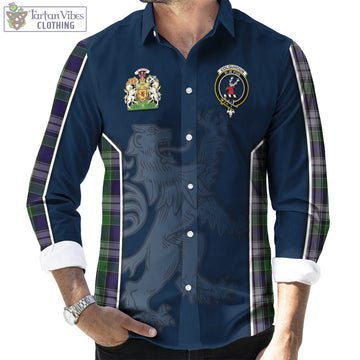 Colquhoun Dress Tartan Long Sleeve Button Up Shirt with Family Crest and Lion Rampant Vibes Sport Style