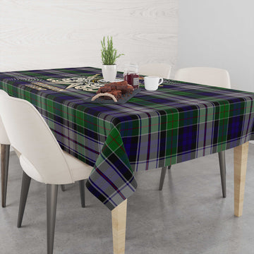 Colquhoun Dress Tartan Tablecloth with Clan Crest and the Golden Sword of Courageous Legacy
