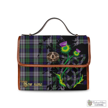 Colquhoun Dress Tartan Waterproof Canvas Bag with Scotland Map and Thistle Celtic Accents