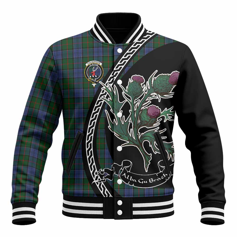 Colquhoun Family Crest Tartan Baseball Jacket Alba Thistle Inspired - Tartan Vibes Clothing
