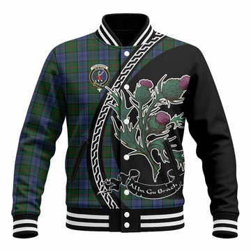 Colquhoun Family Crest Tartan Baseball Jacket Alba Thistle Inspired