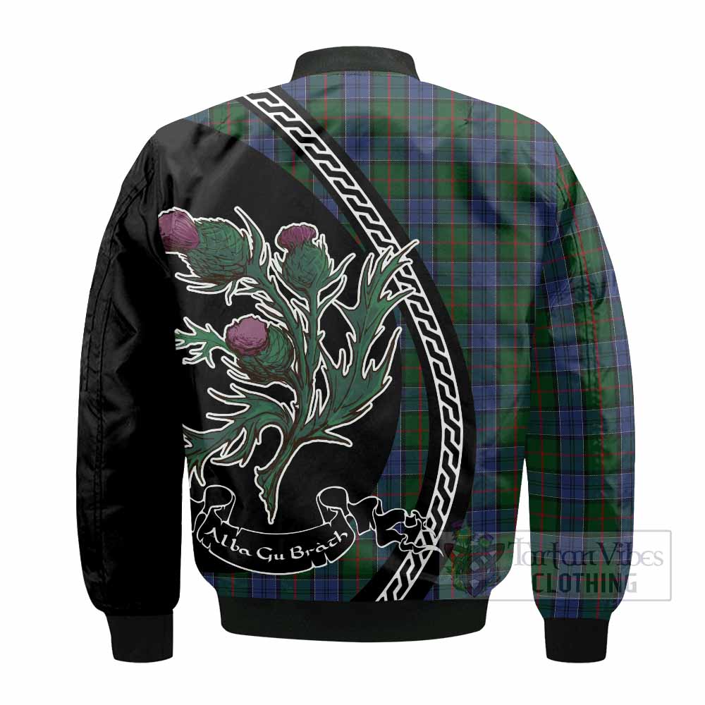 Colquhoun Family Crest Tartan Bomber Jacket Alba Thistle Inspired - Tartan Vibes Clothing