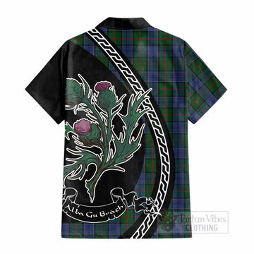 Colquhoun Family Crest Tartan Cotton Hawaiian Shirt Alba Thistle Inspired