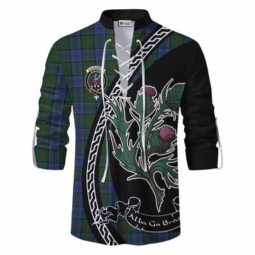 Colquhoun Family Crest Tartan Ghillie Shirt Alba Thistle Inspired